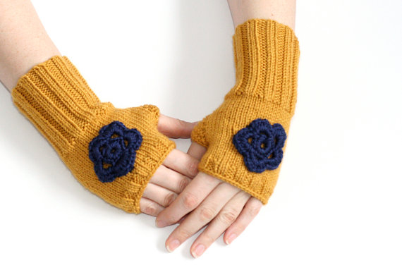 Knitted gloves without fingers (13)