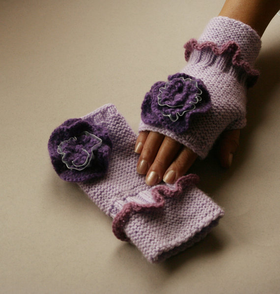 Knitted gloves without fingers (5)