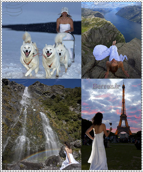 عکس های زیبای 5 سال ماه عسل با لباس عروس در 19 کشور