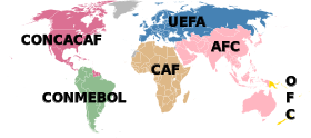 نقشهٔ کنفدراسیون‌های قاره‌ای عضو فیفا.