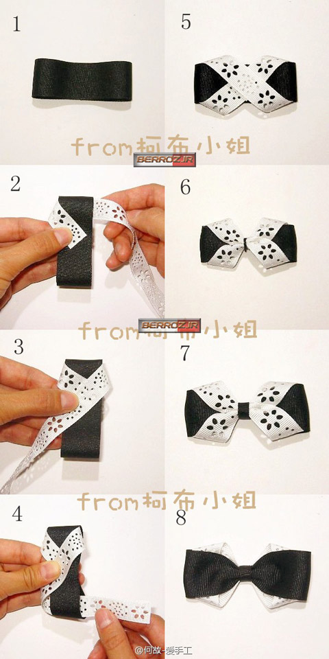 cute-bow-berroz آموزش تصویری روش درست کردن پاپیون با روبان | برای تزئین گیره مو