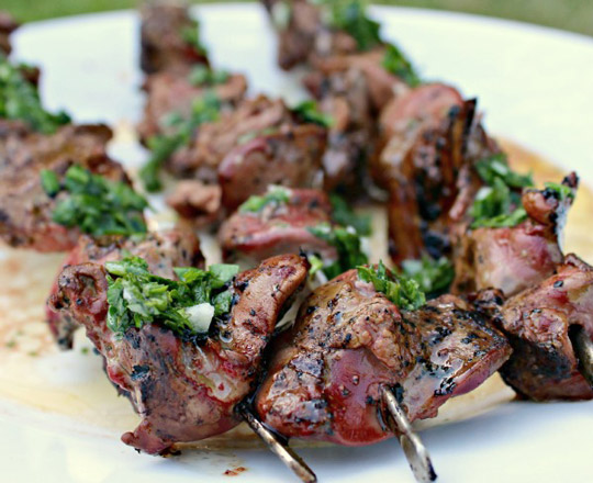 Grilled-Chicken-Liver-Skewers-with-Lemon-Butter-Sauce