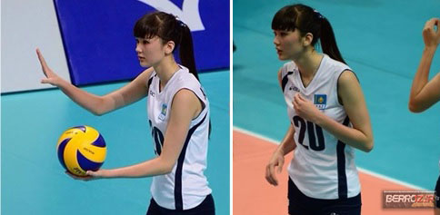 Kazakhstan-Sabina-Altynbekova-Volleyball-Player-Babe-serving-ball-and-times-out