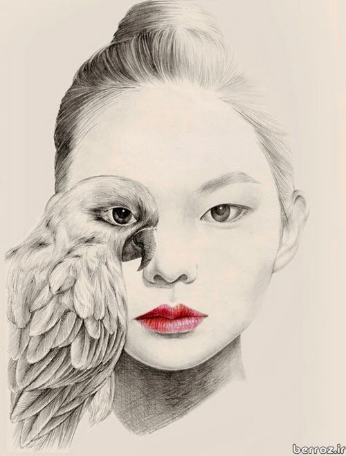 Girls with painted pictures of birds (11)