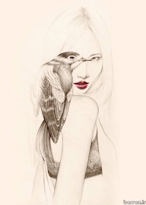 Girls with painted pictures of birds (9)